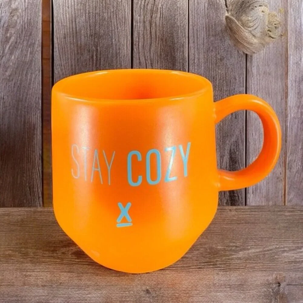 Ceramic‎ Coffee Mug Cup Stay Cozy Mug Cup Orange Glazed Drink ware Kitchenware